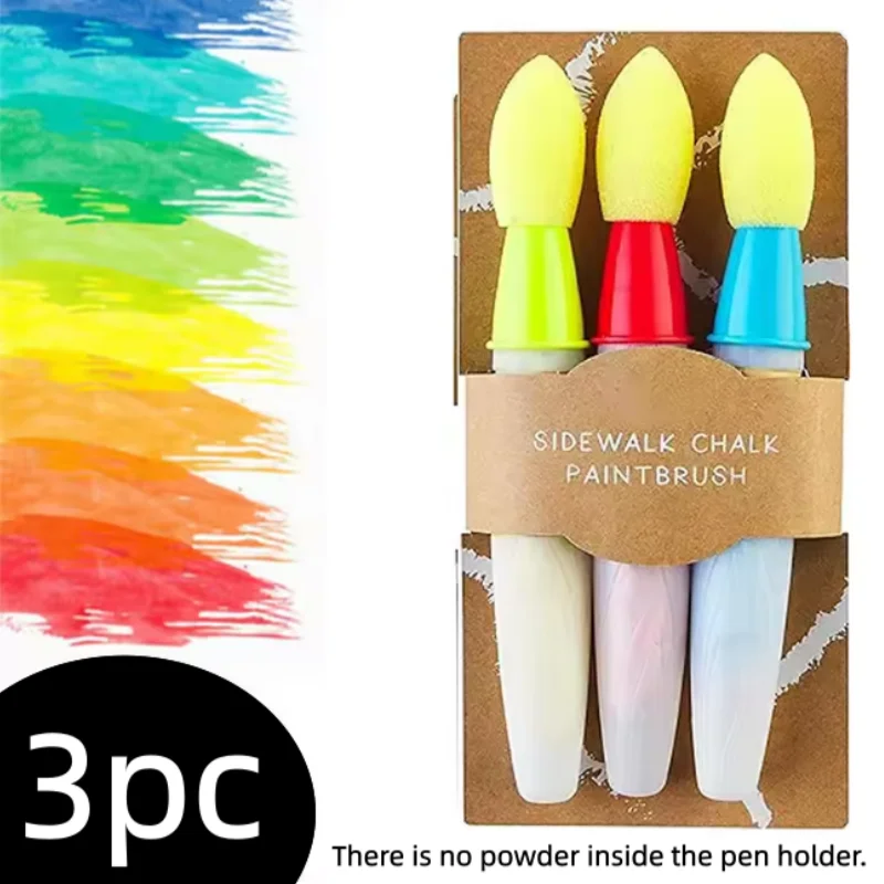 Juego de Pinceles para Pintar con Tiza en el Pavimento para Diversión Creativa al Aire Libre - Paquete de 3 Colores Surtidos