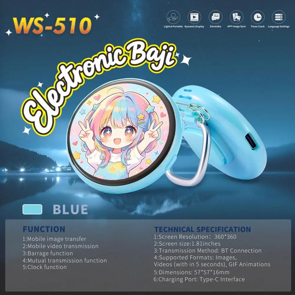 Smart Dynamic Electronic Badges Digital LED Animes Pin With Touch Control For Uploading Photos & GIFs & Videos DIY Gift For Fan