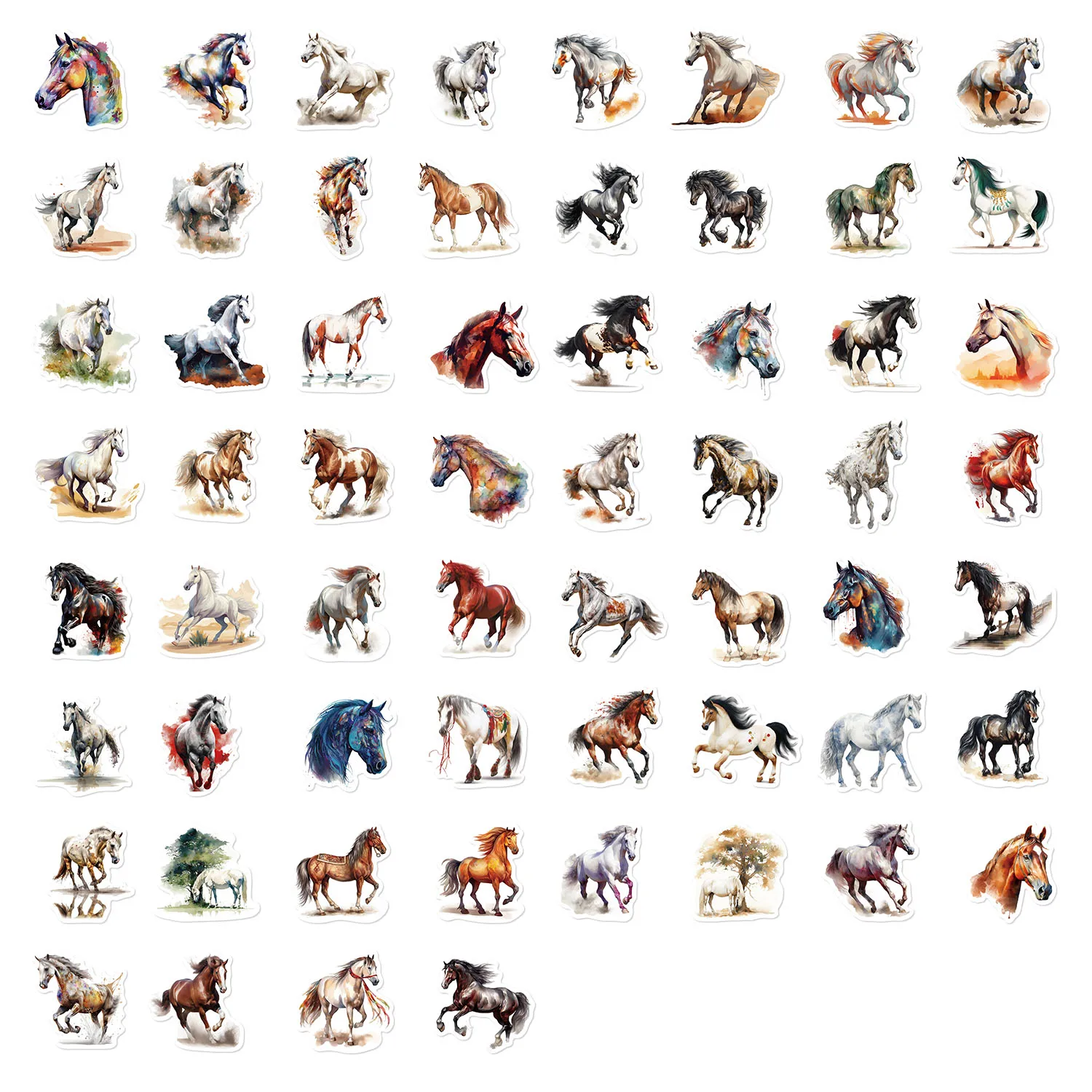 10/60PCS Vintage Art Horse Stickers Cartoon Graffiti Decals DIY Guitar Phone Laptop Scrapbook Notebook Waterproof Sticker Toy