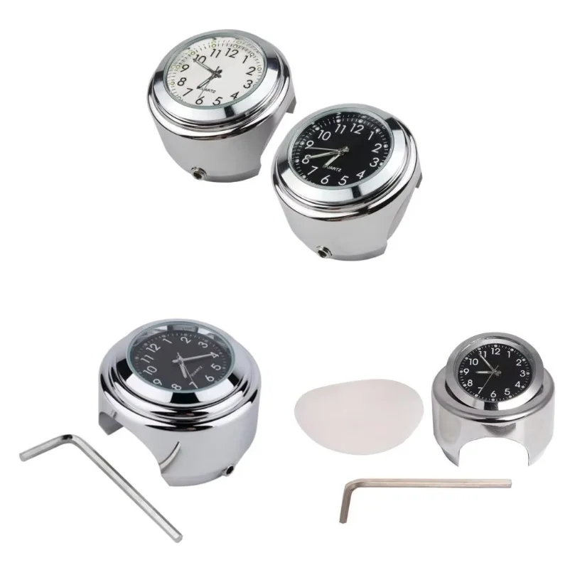 Black White Color Clock Timetable Clock Compatible For 22-25mm Motorcycle Modification Motorbike Handlebar Watch