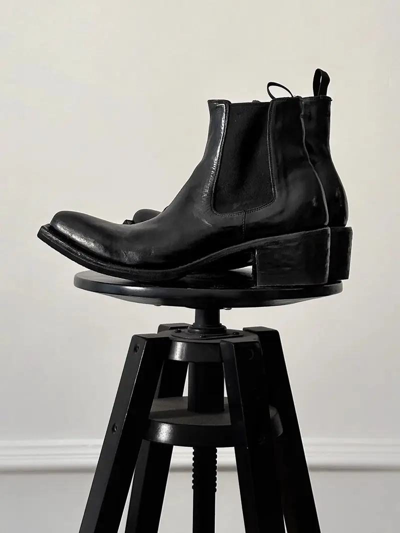 2026 High-top Men's Heightened Thick-soled Pointed-toed Chelsea British Casual Trendy High-heeled Wizard Boots