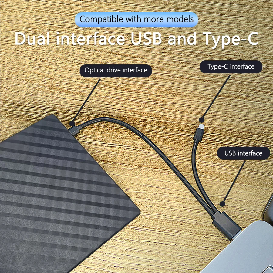 2 in 1 USB3.0 Type C Slim External DVD RW CD Writer Drive Burner Reader Player Optical Drives For Laptop PC Portable DVD Burner