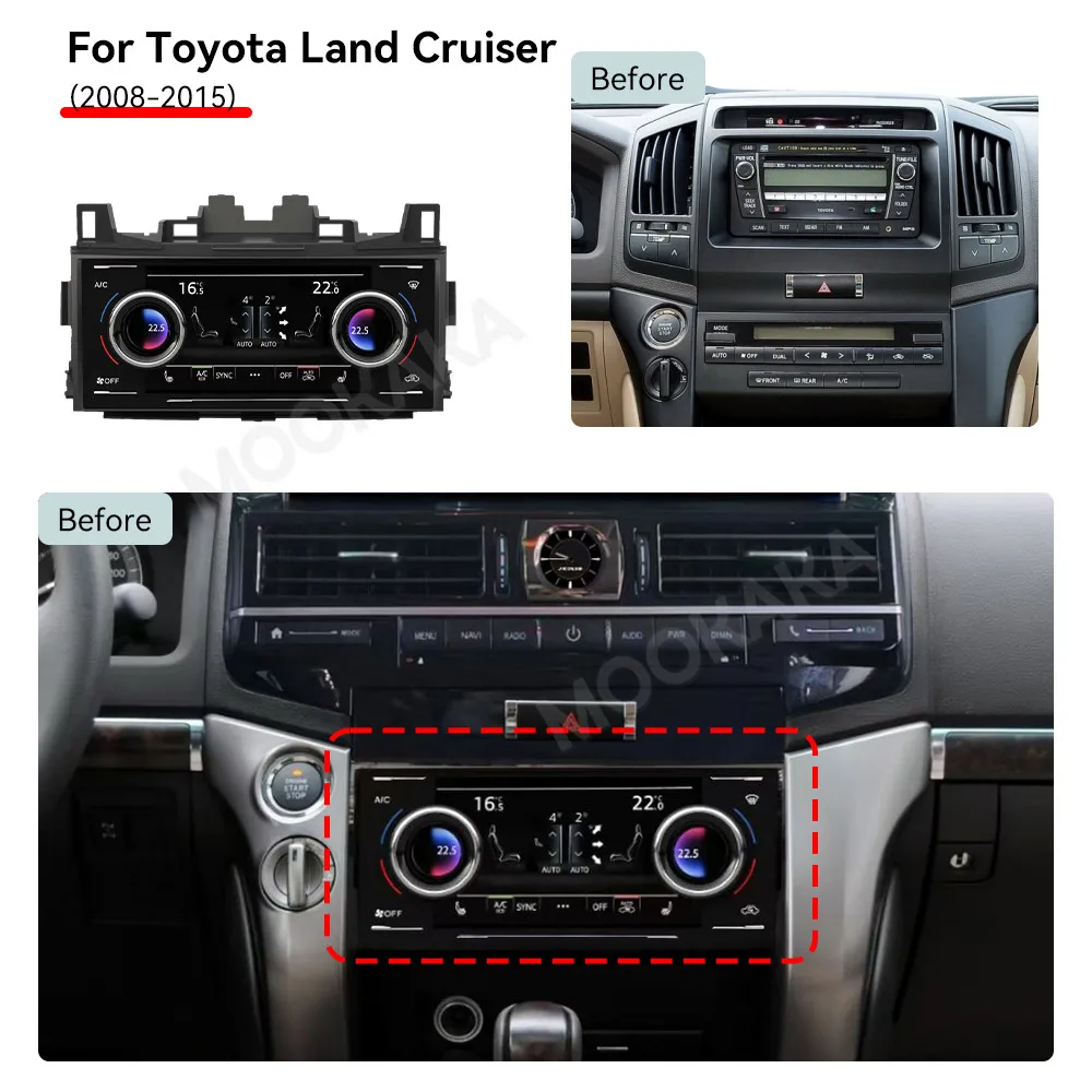 7 Inch Touch Screen Climate Control Panel For Toyota Land Cruiser 2008~2021 Digital AC Panel Screen Air Conditioning Upgrade
