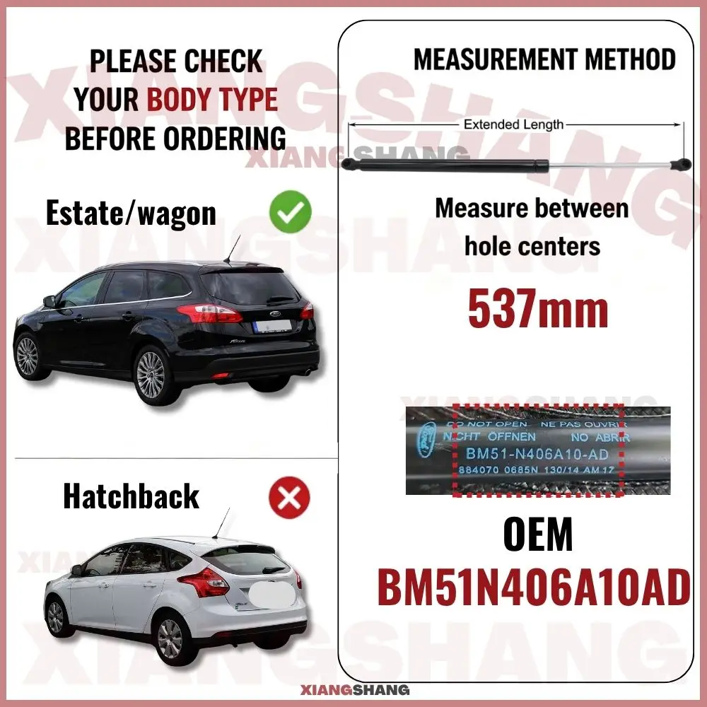 Auto Pop-Up Trunk Struts for Ford Focus Mk3 2012-2019 | Estate 537mm Automatic Opening Gas Lift Supports with Springs