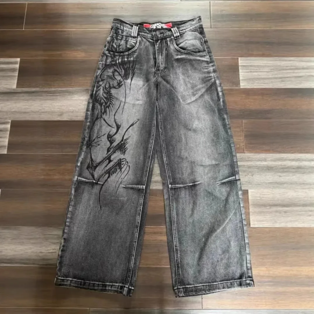 

Ретро-джинсы в американском стиле с широкими штанинами, повседневные свободные джинсы, потертые джинсы из денима, молодежные модные прямые джинсы