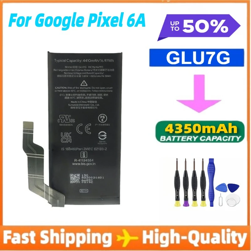 4350mAh Suitable for Google Pixel 6A Cell GLU7G Mobile Phone Batteries +Free Installation Tools