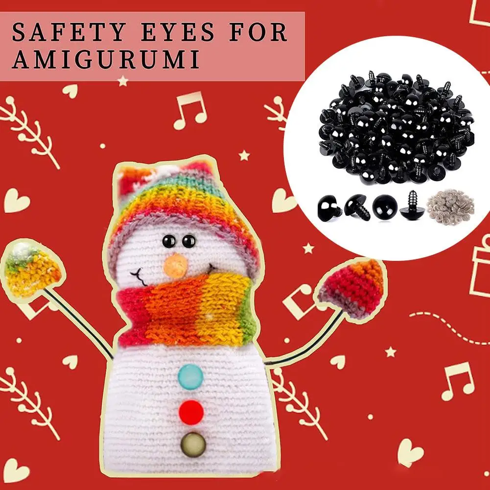 100pcs 6/8/10/12/14mm Plastic Safety Eyes For Toys Diy Mix Size Crochet Animal Eye For Doll Toys Accessories Handmade Supplies