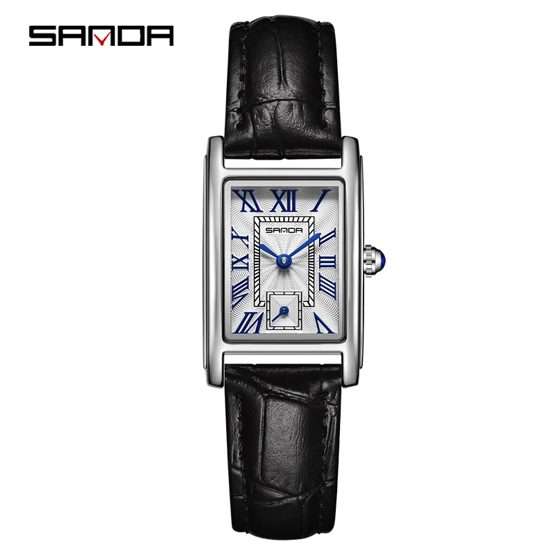 Sanda 1116 New Fashion 2024 Elegant Design Rectangle Dial Water Resistant Quartz Movement Business Women Analog Wrist Watch