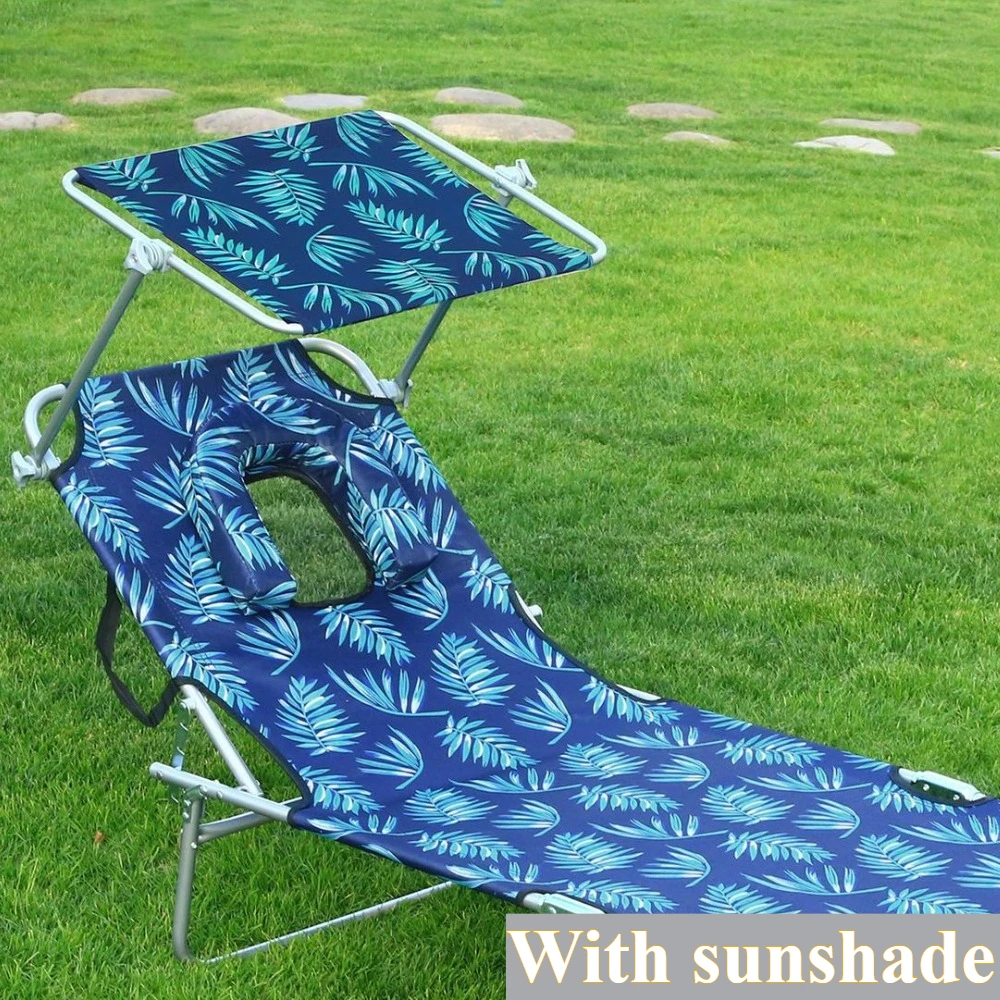 Cama plegable para exteriores con sombrilla, cama portátil plegable para playa, aleación de aluminio ultraligera, fácil montaje, cama portátil para senderismo