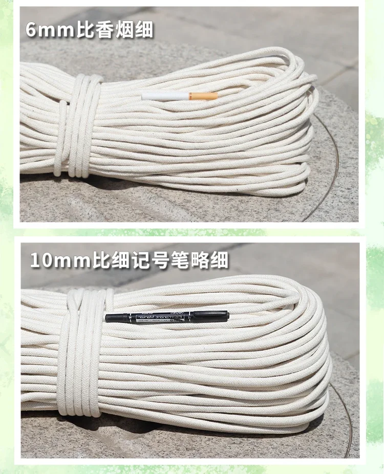 50M 4/5/6/8/10mm Natural Cotton Rope Core Spun Cords Twisted Thread Cord for Craft Knitting Thread for Wall Hanging DIY Crafts