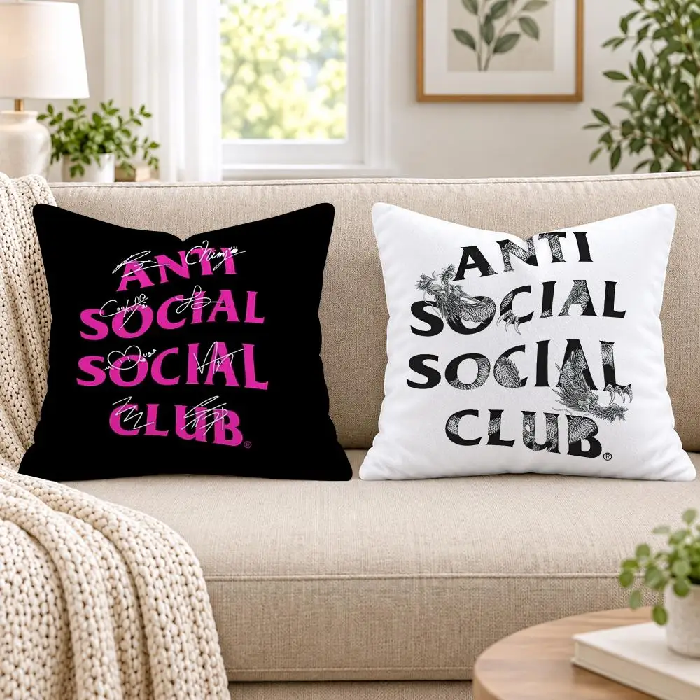 A-Anti Social Social Club Cushion Cover Short Plush Double-Sided Printing Sofa Bedroom Pillow Case Aesthetic Home Decor