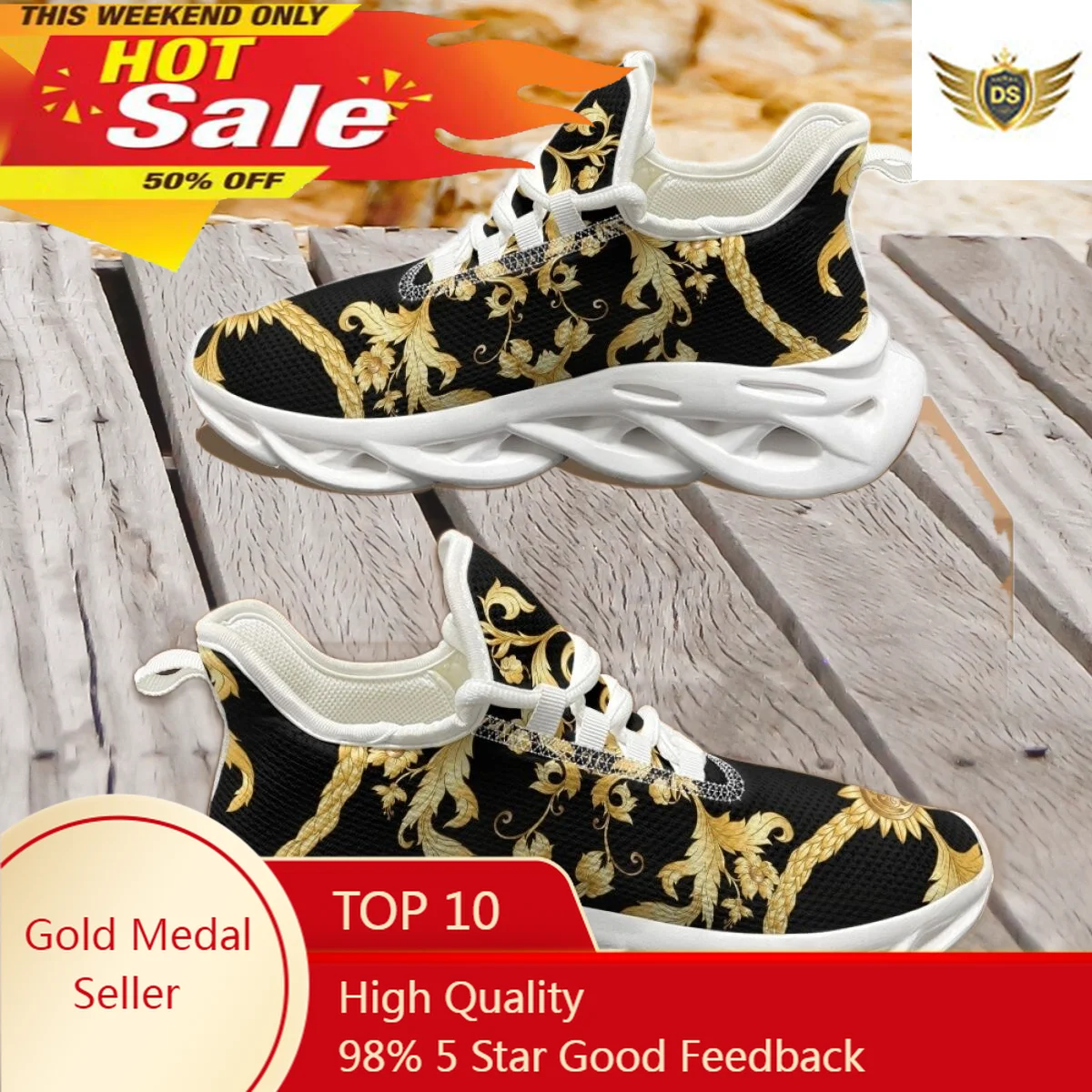 

Gold Baroque Shoes For Women Fashion Style Men Claasic Flats Brand Design Portable Platform Custom Zapatos Para Mujeres New