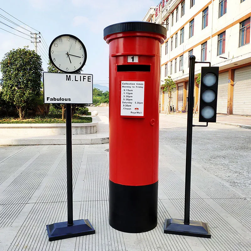 

Low-cost Residential Color Metal Alarm Custom Casting Outdoor Large Mailbox With Iron Column Office Mailbox