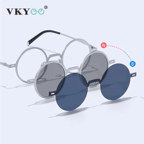 Imagen 1 del producto VICKY, nuevas gafas graduadas para miopía con polarización giratoria y oscuridad ajustable, gafas de sol con Clip magnético redondo Vintage