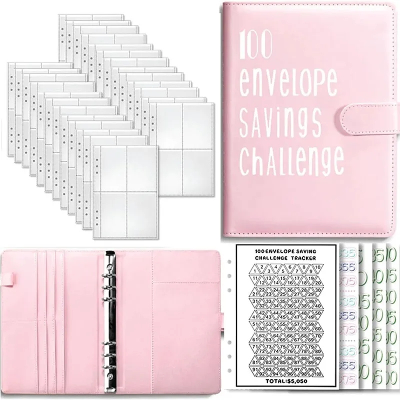 100 Envelope Challenge Binder Easy and Fun Way to Save $5,050 Savings Challenges Binder Budget Binder with Cash Envelopes