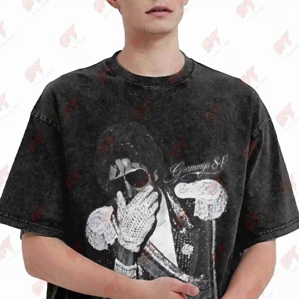 MJ Grammys 84 Graffiti Vintage Washed Tee Pure Cotton T-Shirt