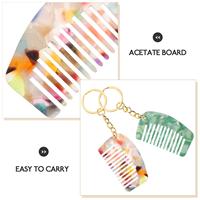 2 Pcs Mini Comb Chain Straightener Detangler Brush Ring Keychain Toothpicks Wide Combs for Women Hair Curly