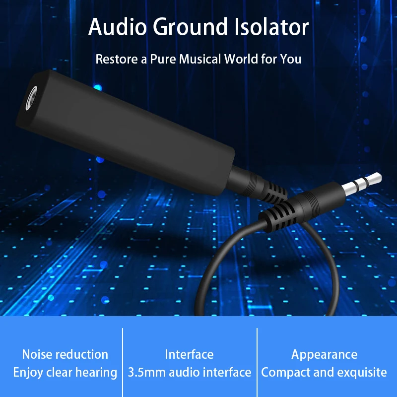 Portable 3.5mm Anti-interference Ground Loop Audio Noise Isolator Eliminate with Aux Cable for Car Audio and Home Stereo Systems