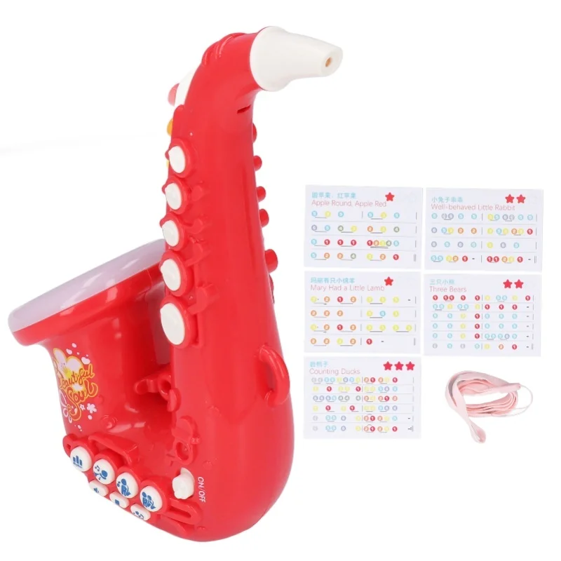 لعبة الساكسفون للأطفال للأولاد والبنات لعبة موسيقية جميلة قابلة للتعديل هدية عيد ميلاد للحفلات باللون الأحمر #1