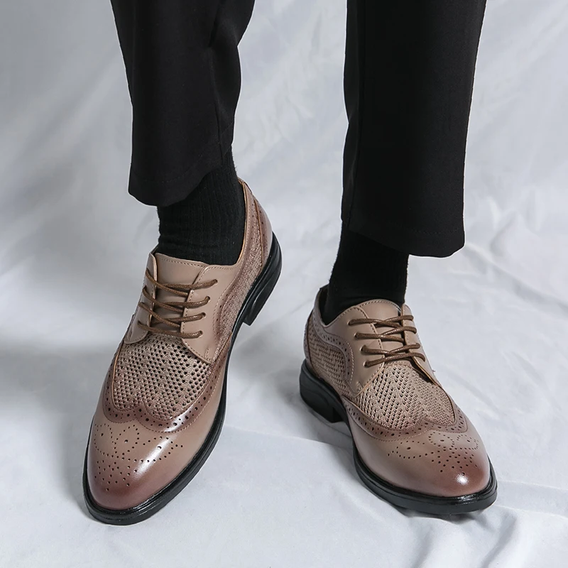 

2025 New Summer Men Casual Shoes Mesh Outdoor Breathable Slip-on Flats Men Business Derby Office Driving Shoes Botas Para Hombre