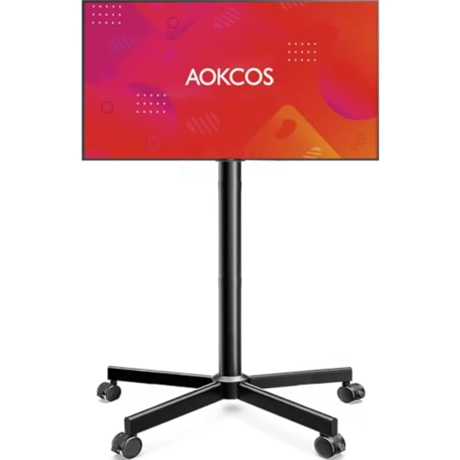 

Rolling TV Stand - Mobile TV Stand on Wheels for 32-65 inch Flat/Curved TVs with Tilting, Height Adjustment Portable Rolling TV