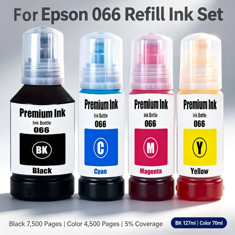 Premium 066 Ink Bottle for Epson L4366 L4368 L6376 L6378 L6379 L6398 Dye Ink Compatible with Multiple Printer Models
