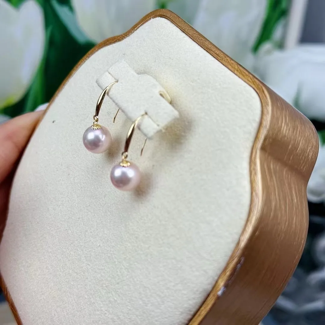 Minimalist Earhook Earrings AAAA8-9mm /9-10mm/Natural Sweet Cherry Blossom Pearl Earrings 925s