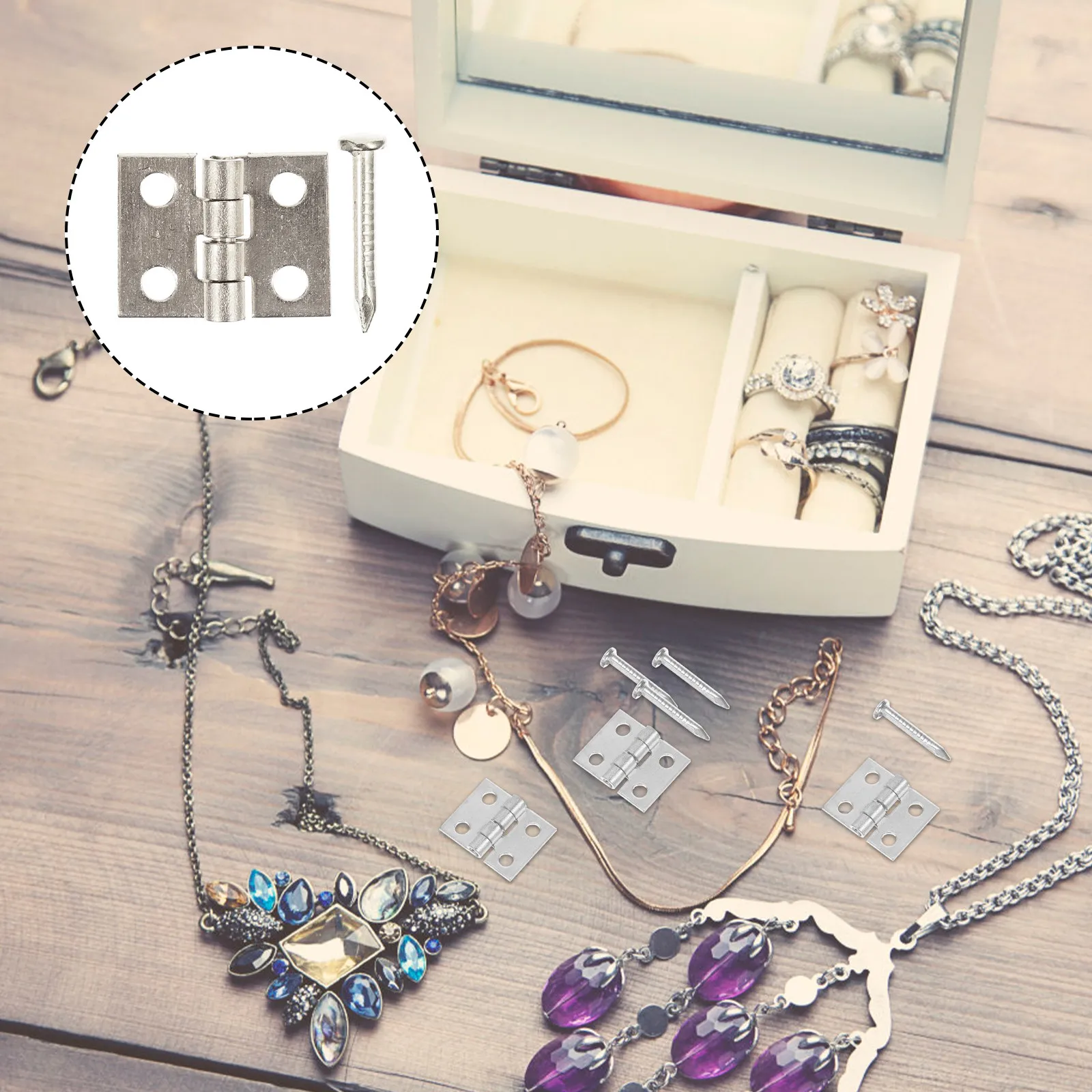 

50 комплектов маленьких миниатюрных латунных петель в винтажном стиле, прочные, гладкие, для шкатулок для украшений, деревянных изделий, деревянных коробок, усиленные петли