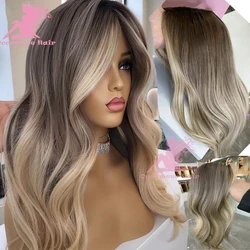 Highlight Wigs 100% Human Hair 360 Lace Frontal Colored Full Lace Wigs Brown ombre Ash Blonde Brazilian Virgin Hair loose Wave