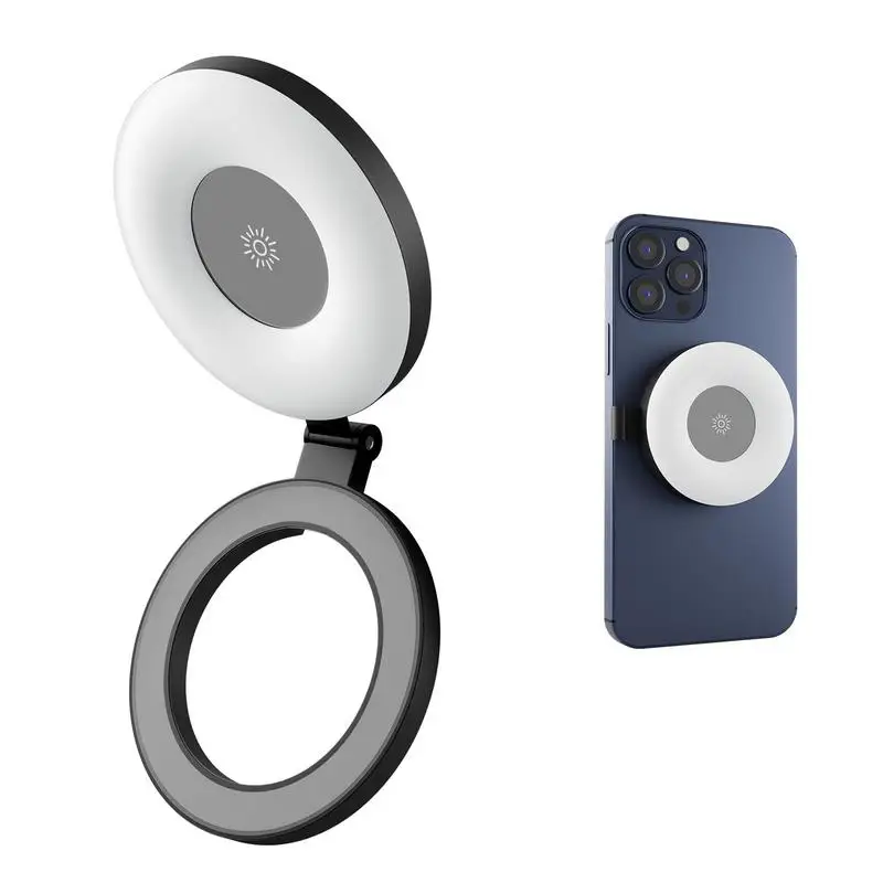 Per IPhone 15 Pro Luce di riempimento magnetica per selfie per foto Luce di luminosità regolabile pieghevole portatile magnetica per vlogging