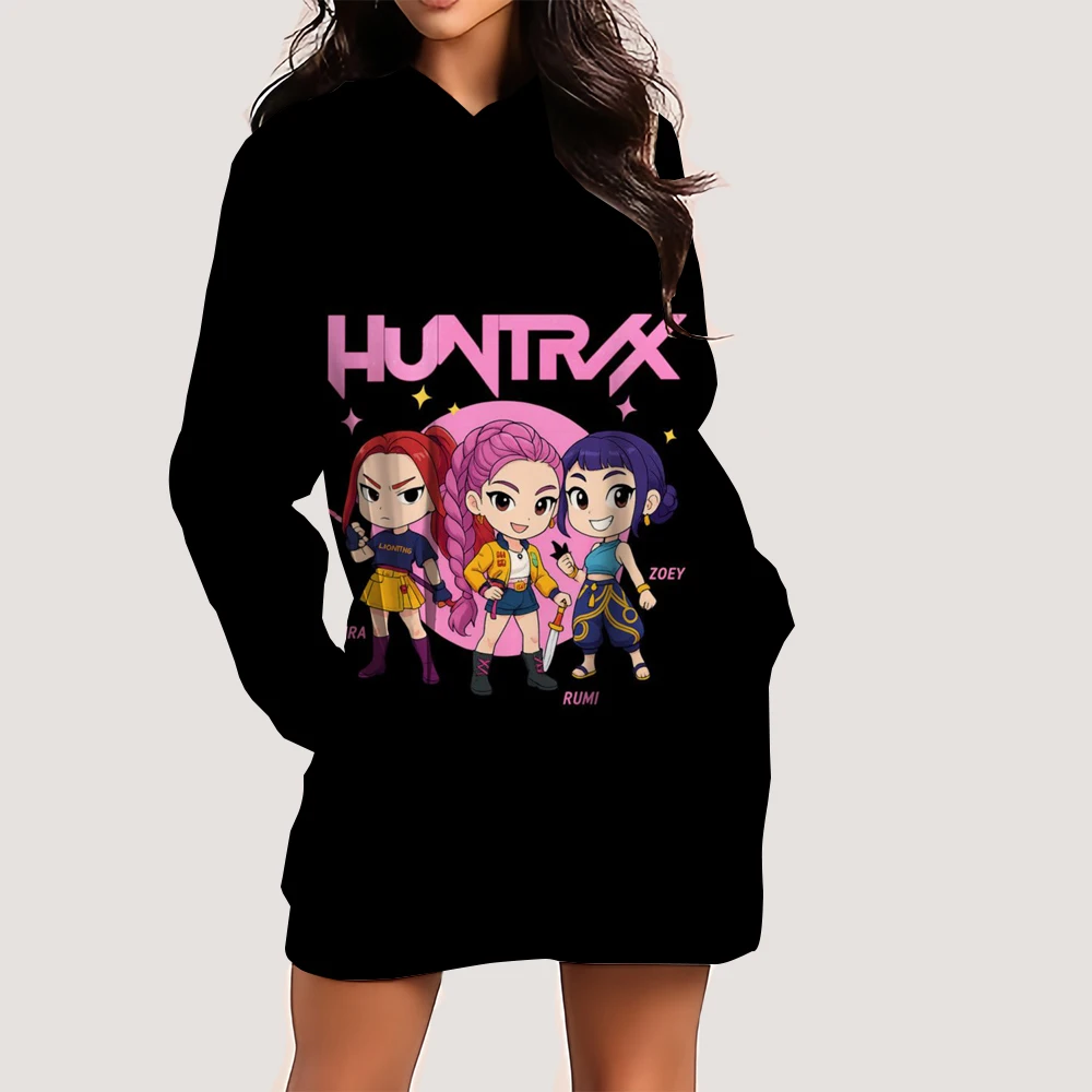 Vestido de cazadores de demonios KPop con capucha para mujer, moda de otoño y primavera, sudadera de manga larga con capucha Popular, vestidos