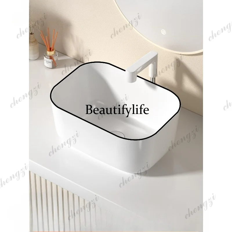 Large capacity anti-splash ceramic square sink upper basin household toilet bathroom balcony basin