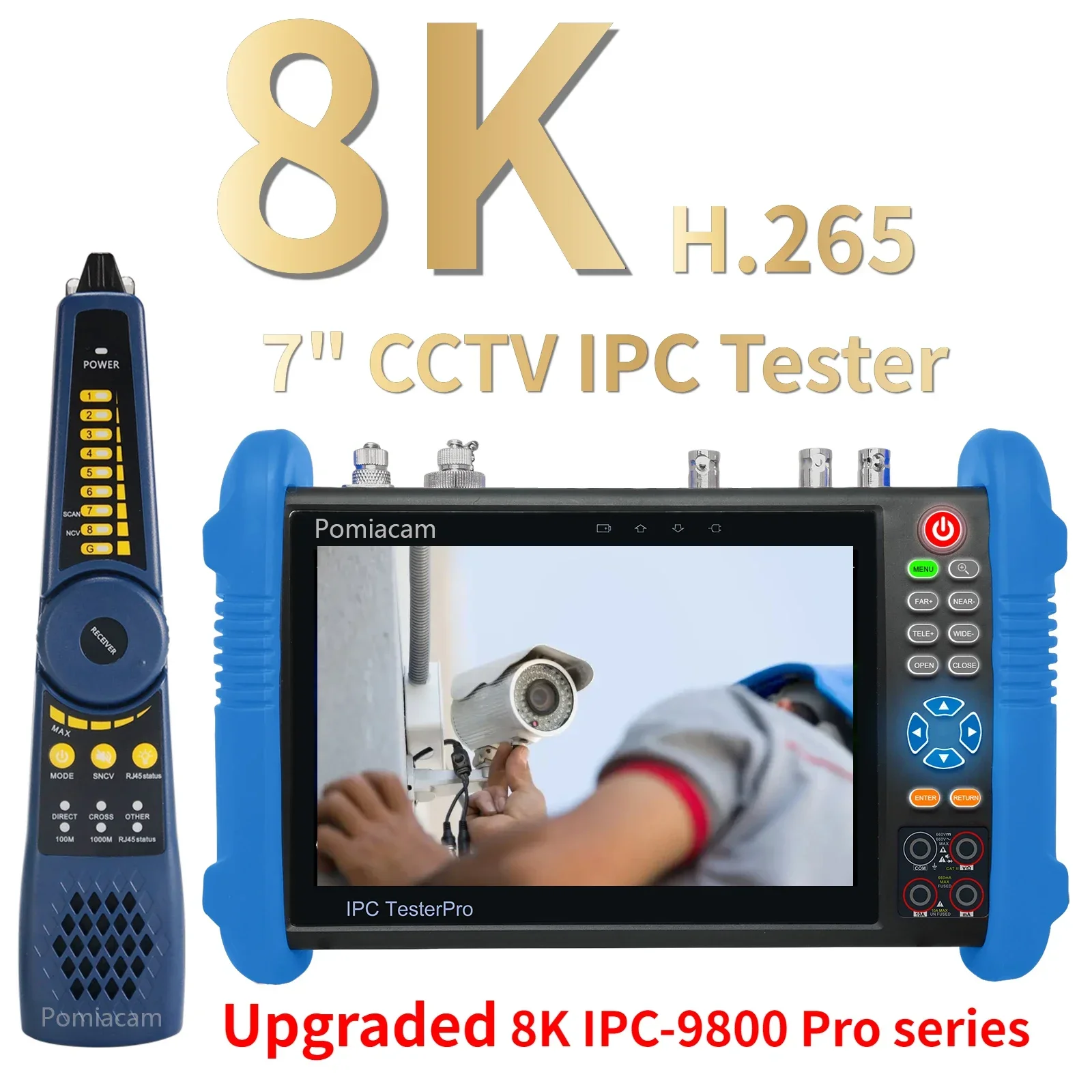 IPC-9800 CLMOVTADHS Pro 7-inch IPS Touch Screen Monitor CCTV Tester HD TVI CVI AHD SDI IP Camera Tester Plus H.265 8K