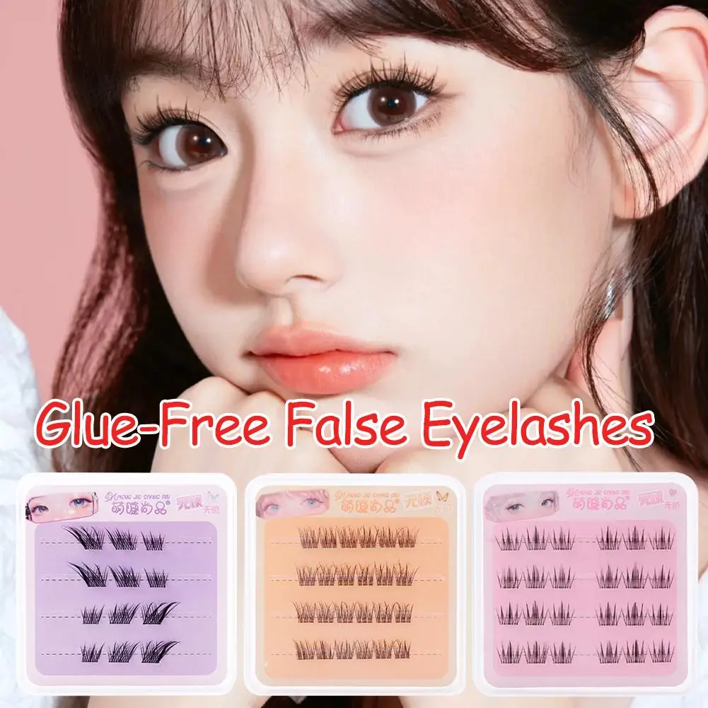 Glue Strands Lashes Natural Cross Style False Eyelashes Noglue Single-cluster Eyelashes Large Stem Eyelashes Volume Transpa Z7E6