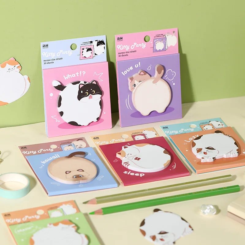 30 fogli Cartoon Cat Sticky Note Kawaii Sticky Note Notepad Memo Pad Page Marker Planner Stickers Office School Sticker