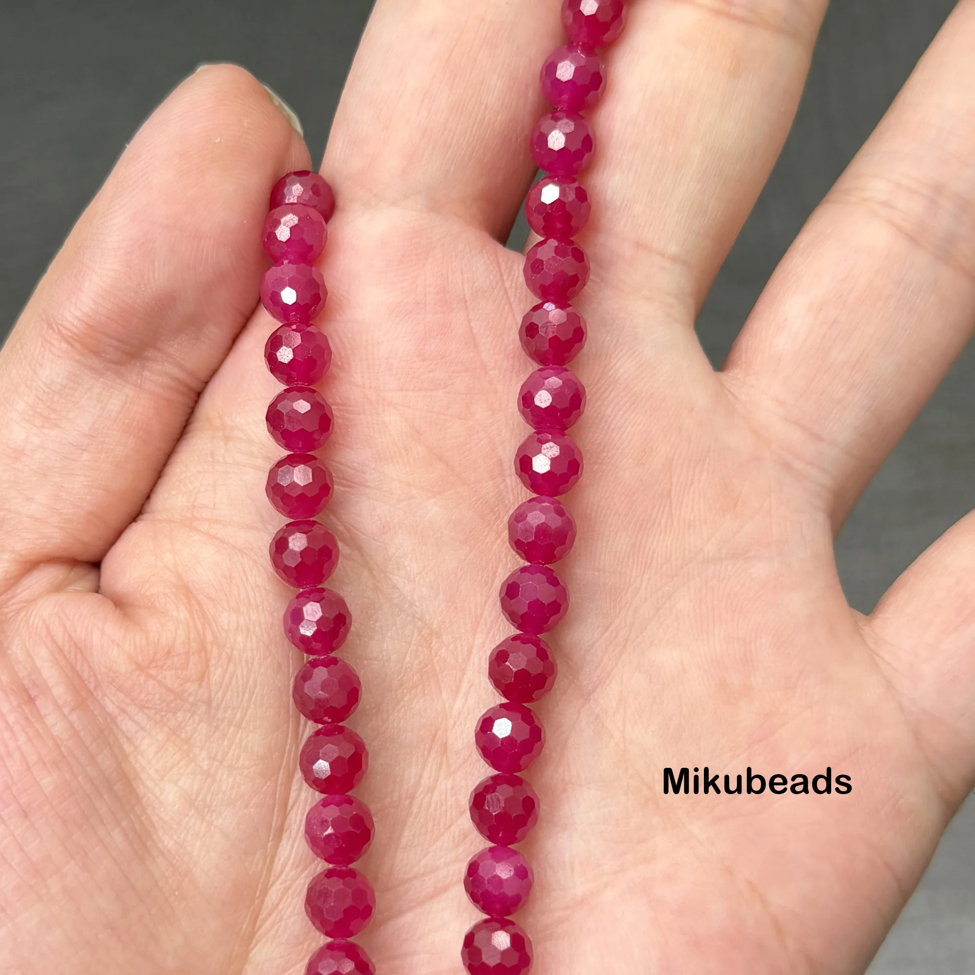 الجملة 3A 6 مللي متر مختبر روبي الأوجه الجولة فضفاض الخرز لصنع المجوهرات أساور يدوية قلادة ستراند هدية 38 سنتيمتر #5