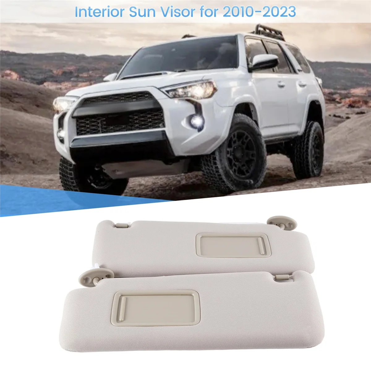 Car Sunshield Sunvisor with Mirror Interior Sun Visor Beige for Toyota 4RUNNER 2010-2023 74320-35A91-B1