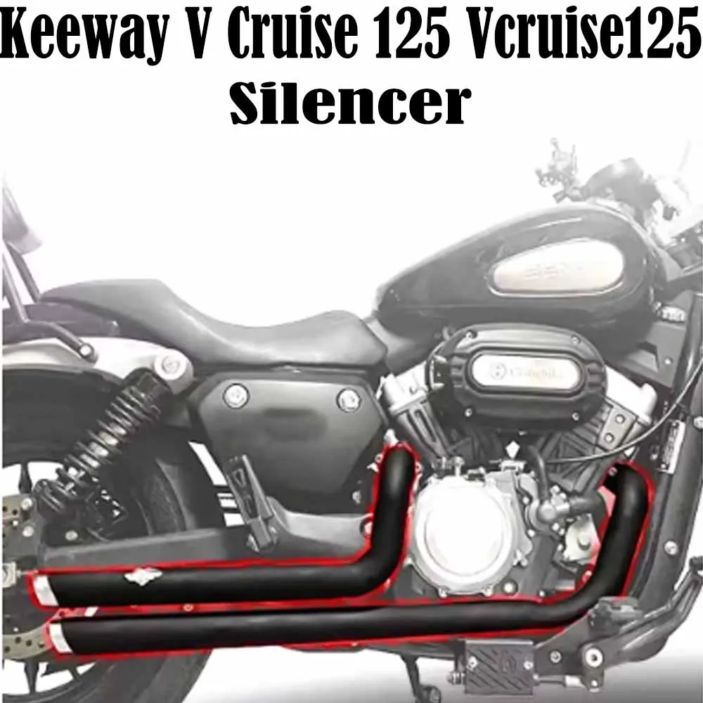 For Keeway V Cruise 125 Vcruise125 Retro Motorcycle Exhaust Silencer Pipe Right Side Double Tube With Stainless Steel Material