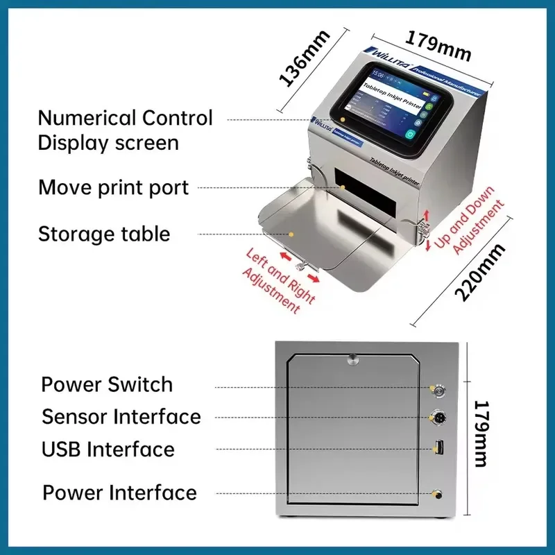 Willita Electric Multi-Language Desktop Inkjet Coding Machine with USB Import for Variable Data and Serial Numbers Batch view 6