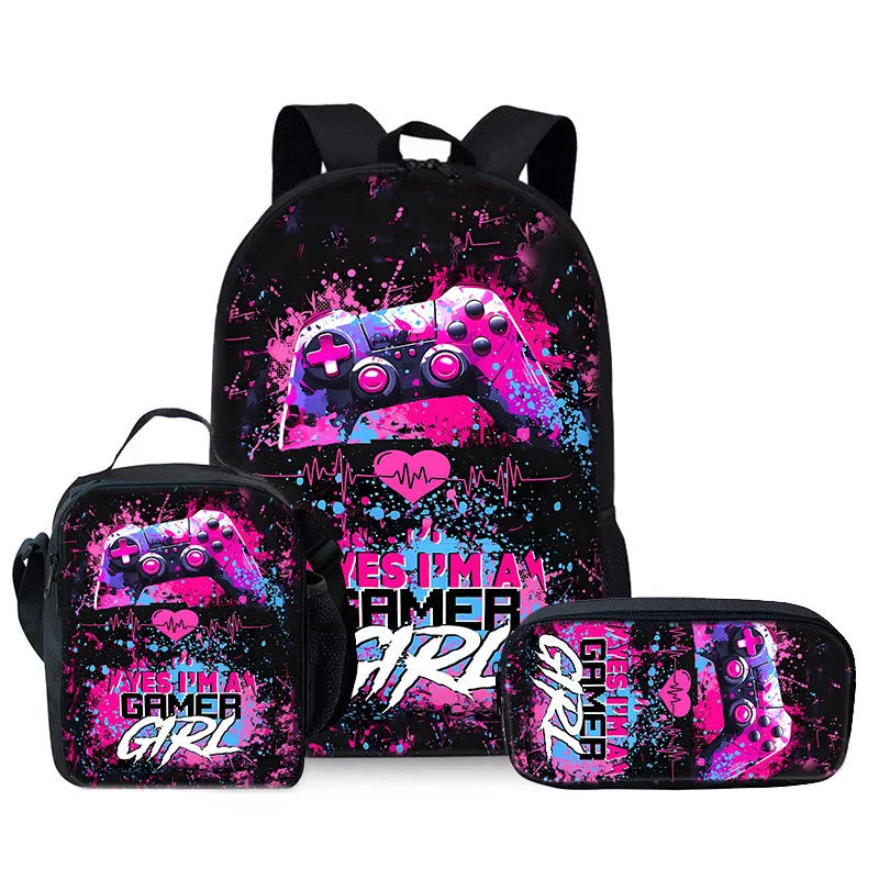 

Роскошный популярный забавный игровой блок с 3D принтом, 3 шт./компл., школьные сумки для школьников, рюкзак для ноутбука, рюкзак через плечо, сумка для обеда, пенал