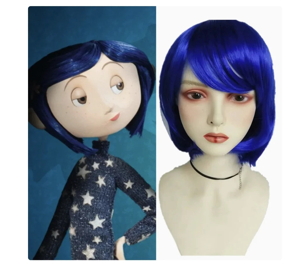 

Фильмы Coraline Косплей Женщины Девушки Женщины k Синий Боб Парики Цветной Боб Синтетические Парики для Косплея Хэллоуина