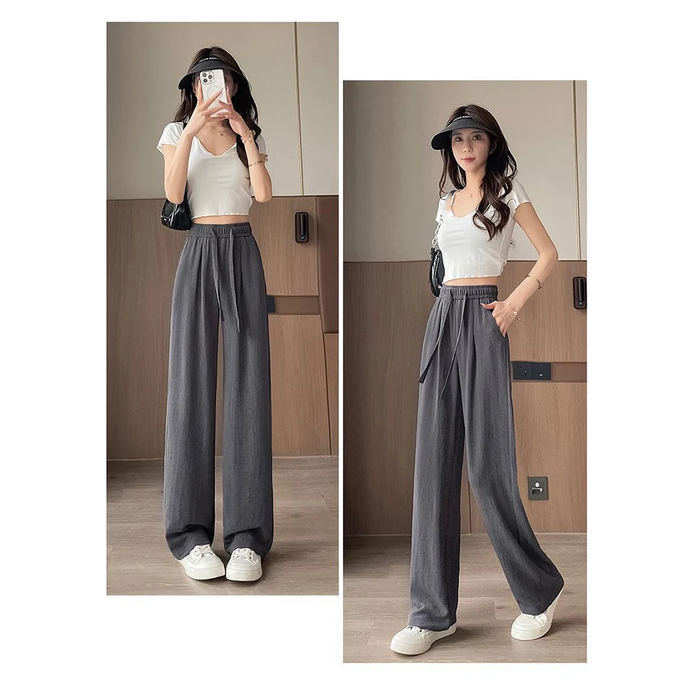 

Брюки с эластичной резинкой на талии Летние брюки в стиле ретро Праздничная одежда Удобные широкие летние брюки Полиэфирная ткань