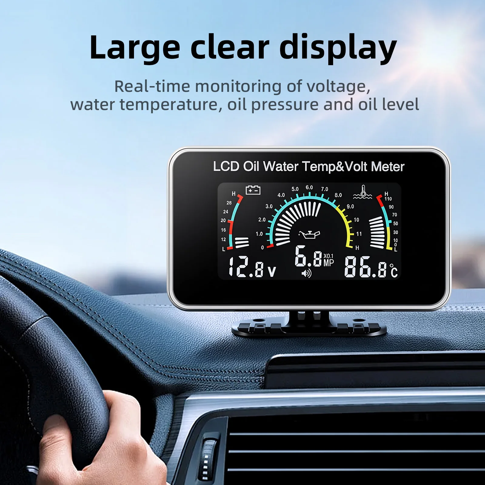 2-in-1-Auto-LCD-Anzeige, 3-in-1-Voltmeter, 4-in-1-LCD-Digital-Öldruckanzeige, Kraftstoffstand- und Temperaturanzeige, 1/8 NPT-Drucksensor – Detail 25