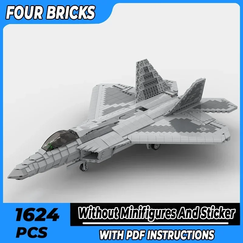 

Moc строительные кирпичи, модель военного истребителя 1:35 F-22 Raptor, технология, модульные блоки, подарки, рождественские игрушки, наборы «сделай сам», сборка