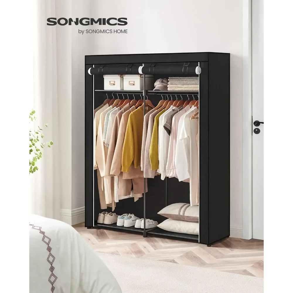 Closet Wardrobe, Portable Closet for Bedroom, Clothes Rail with Non-Woven Fabric Cover, Clothes Storage Organizer , Made Simple