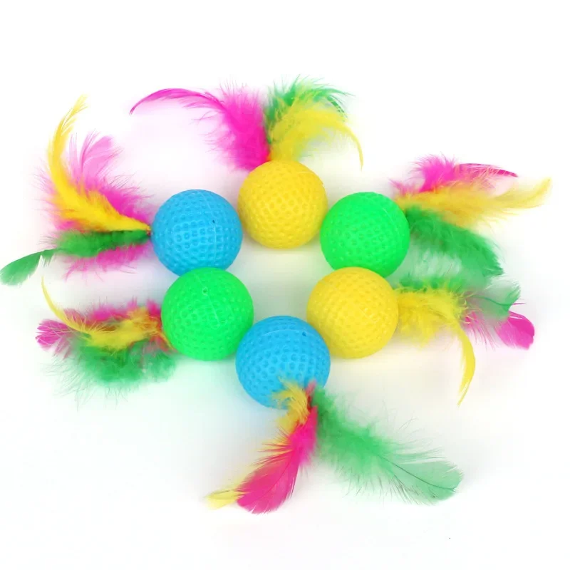 Juguete de bádminton para gato, bola colorida divertida, pluma de captura de sonido, suministros para mascotas, juguetes interactivos para mascotas