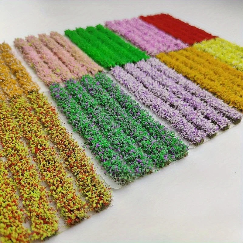 4pcs/box Strip-shaped Flower Clusters, DIY Architectural Model Simulation Flower Clusters, Sand Table Miniature Lawn Landscape
