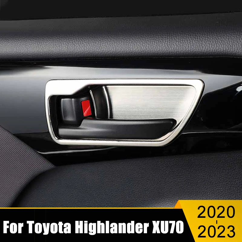 

For Toyota Highlander XU70 Kluger 2020 2021 2022 2023 Hybrid Stainless Car Inner Door Handle Bowl Cover Decoration Trim Stickers