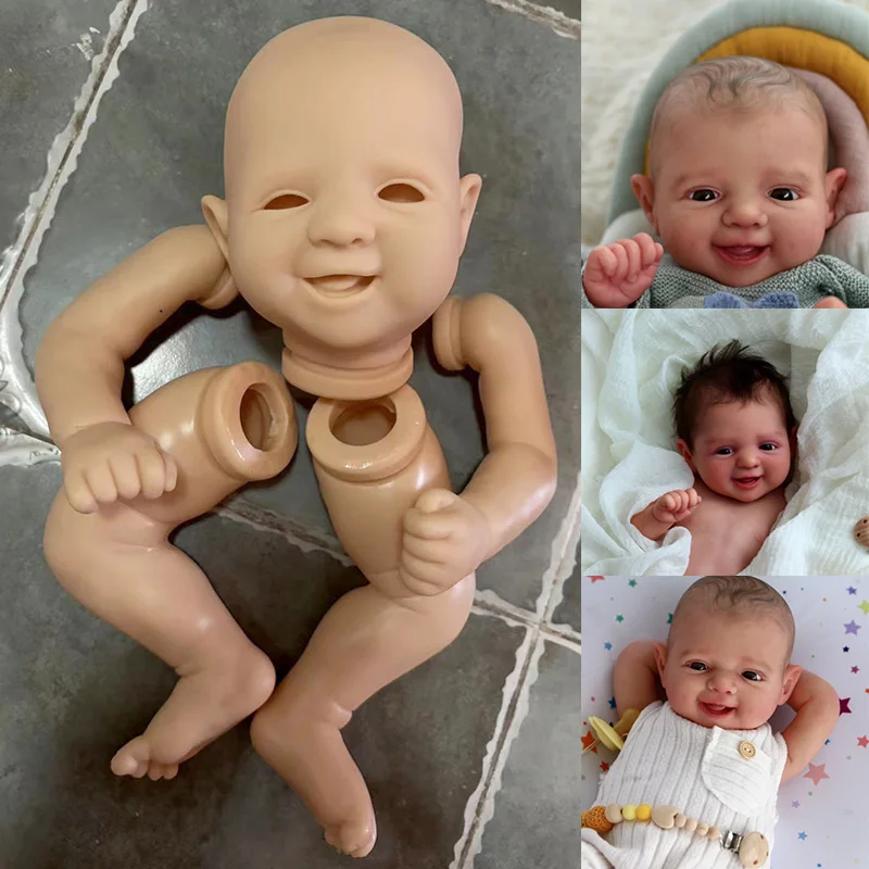 

20inch Reborn Doll Kit McKinli Cute Smile Baby Unfinished Unpainted Doll Parts with Cloth Body