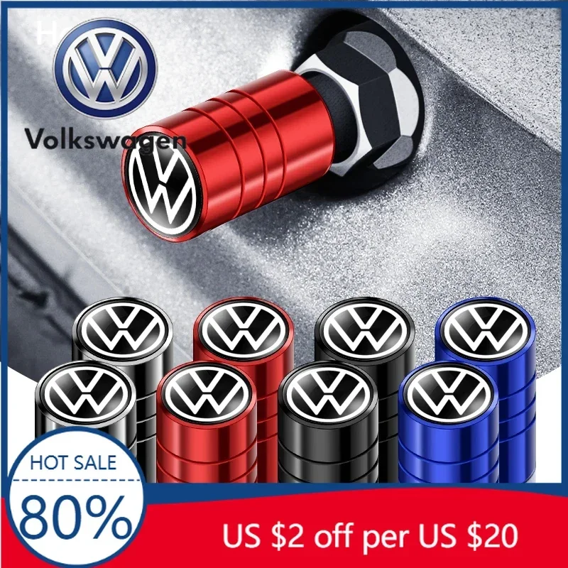 

For Volkswagen VW 4Pcs Car Valve Caps Wheel Tires Air Tyre Stem Protective Cover For Volkswagen Golf Jetta Tiguan Touran TSI TDI